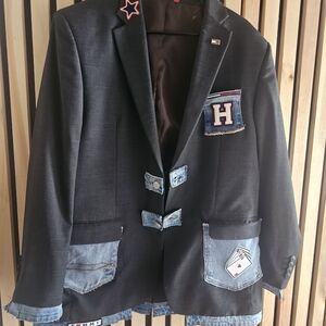 Tommy Hilfiger Black Blazer with Denim Details